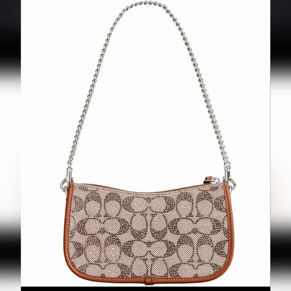 Coach Originals Swinger Crystal Signature Jacquard Chain Shoulder Bag 20 - Picture 12 of 13